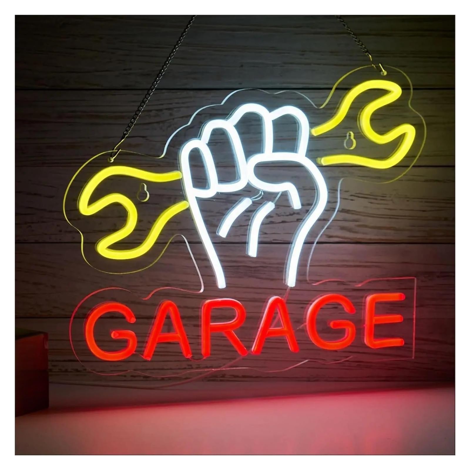 Insegna al neon Garage per insegne al per neon per alimentazione per, luminosità regolabile per chiave per luci per Adatto 32 cm x 39,37