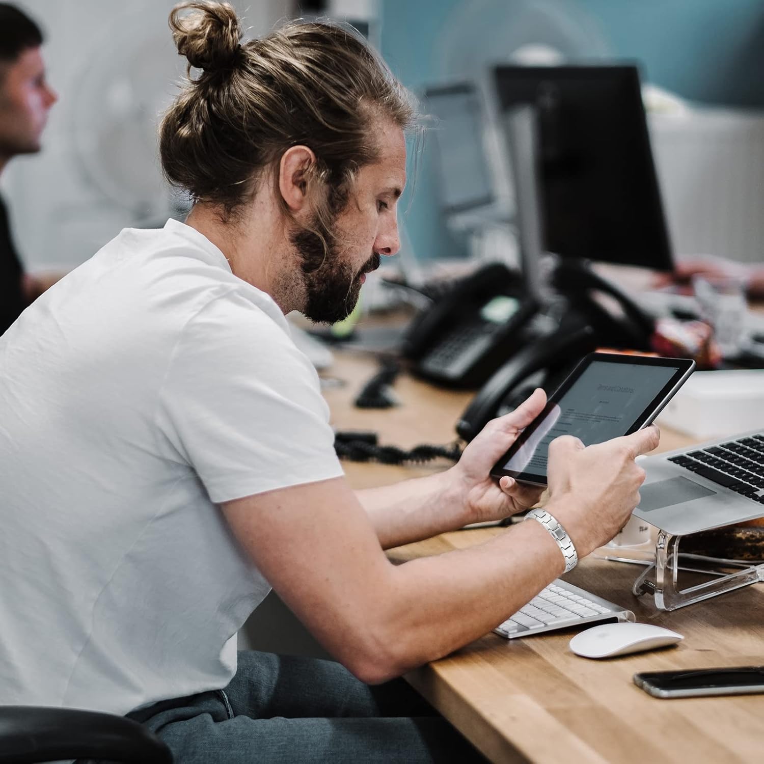 Magnetic Bracelets for Men Women 316L Stainless Steel Ultra Strength Magnets Power Balance Energy Stones Bracelet Jewelry Gift with Adjustment Tool (Silver) - Image 4