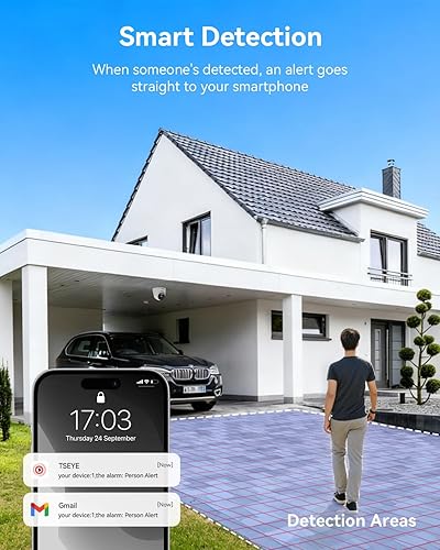 Miniatura 3 de Sistema de cámara de seguridad inalámbrica con monitor de 10 pulgadas, 2 cámaras WiFi domo de 3 MP para exteriores, NVR de vigilancia de 10 canales