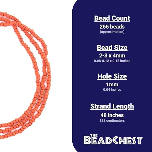 Miniatura 4 de TheBeadChest - Cuentas de semillas de vidrio Java naranja papaya (0.157 in, hilo de 48 pulgadas)