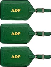 Personalized Monogrammed Leather Luggage Tags - 3 Pack