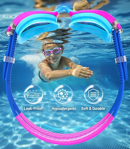 Miniatura 3 de Gafas de natación para niños de 6 a 14 años, antivaho con protección UV, gafas de natación transparentes, a prueba de fugas, para niños y niñas