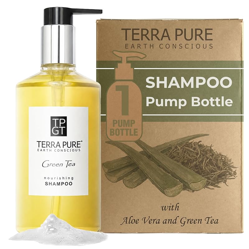 Terra Pure Shampoo com Fragrância de Chá Verde e Aloe Vera, Frasco com Bomba, 300 mL