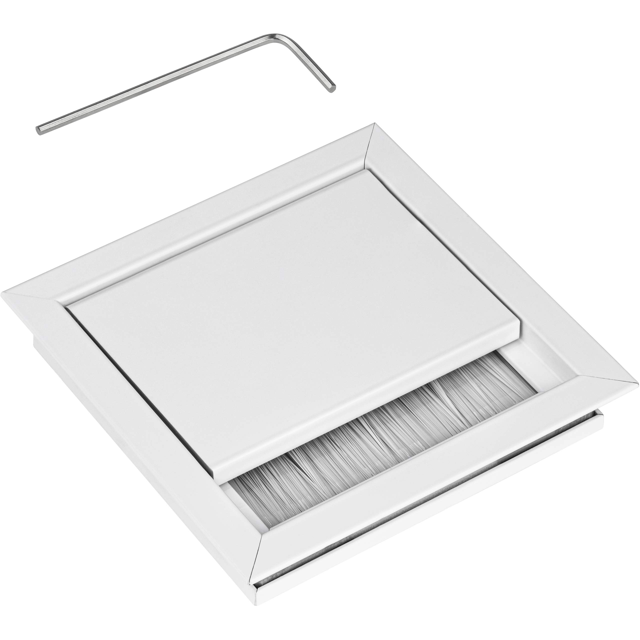 Gedotec Cable Grommet Silver Desk Eco Square With Brush Seal | Cable Passage Aluminum Silver Anodised | Cable Box 100 X 320mm For Printing | 1 Pc - Table Cable Socket Aluminum - View #3