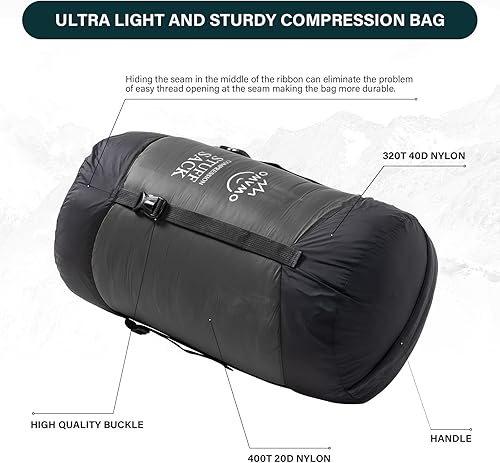 Vista 6 de Saco de compresión, 12 L/19 L/32 L/46 L/53 L, resistente al agua, para saco de dormir, antidesgarro, ultraligero, de nylon 400T 20D, bolsa