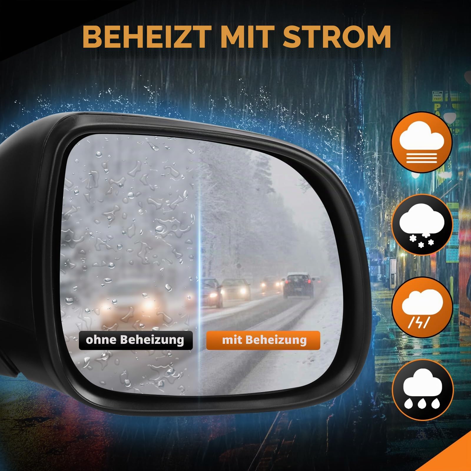 Außenspiegel Spiegel Rechts Ersatz für VW T5 2010-2014 Elektrisch, Seitenspiegel Komplettsets mit Konvex Beheizt Glas, Ersatz OE# 7E1857508
