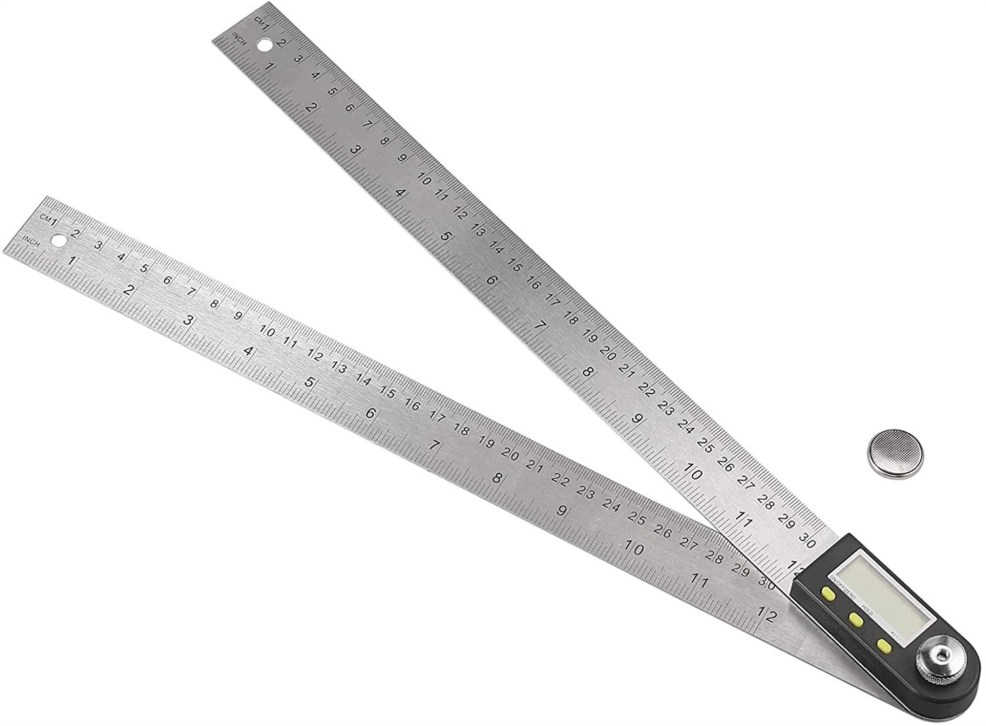 WJJ Elettronico Digital Display Angolo Righello Righello Plastica Plastica Lavorazione del Legno Righello Strumento di misurazione Angolo Multi-Funzione 360 ​​Gradi (Size : 12inch/300mm)