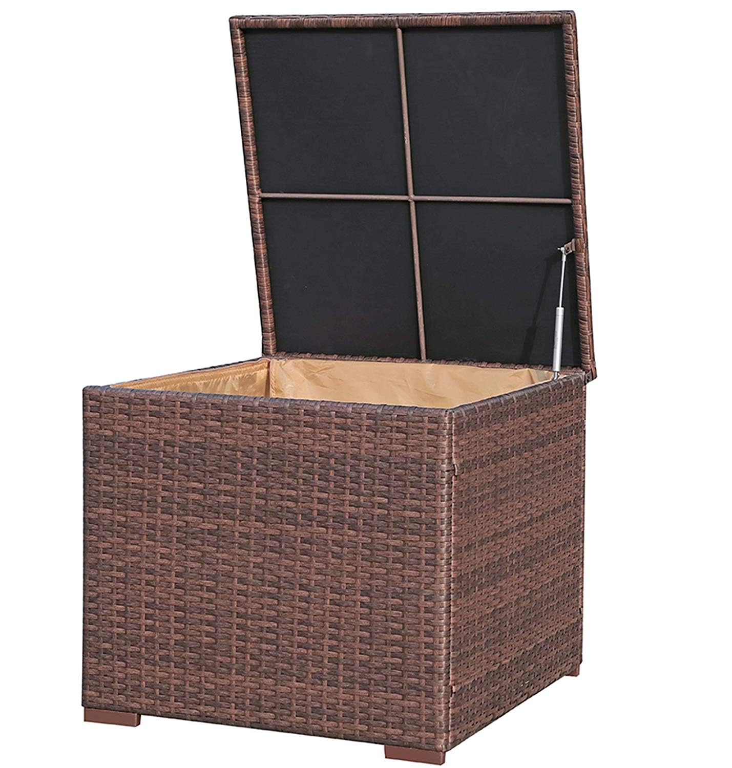 Super Patio Wicker Outdoor Patio Storage Box Waterproof, Rattan Storage Bin Deck Box for Cushions, Garden Tools, 88 Gallon, Brown