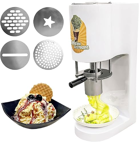 Máquina de helado y servicio suave, máquina eléctrica de prensa de helado de 80 W con 4 formas diferentes de moldes, máquina de servicio suave de