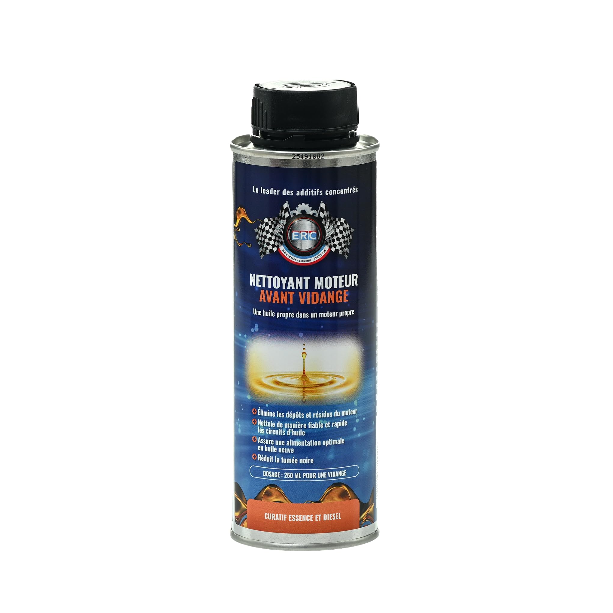 ERC | Nettoyant Moteur Avant Vidange Flush Engine | Dissout Boues, Calamine, Résidus d'Huile | Formule Sans Solvant à Base d'Huile | Compatible Essence, Diesel, Direction Assistée | Flacon 250 ml