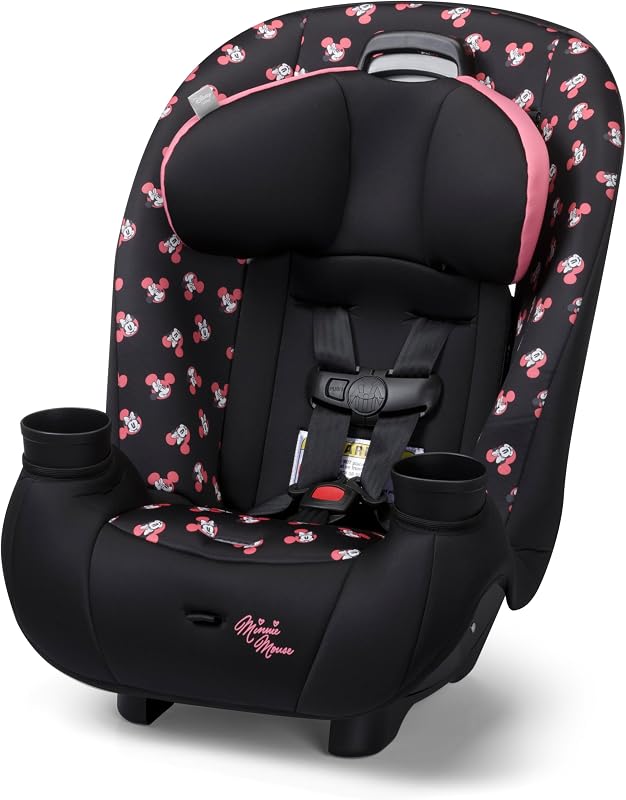 Disney Baby Ellaris 3-in-1 Convertible Car Seat, Slim Fit Design, Rear & Forward-Facing, 5-Position Headrest, 3-Across Fit, Travel-Friendly with Machine-Washable Seat Pad, Minnie Charm