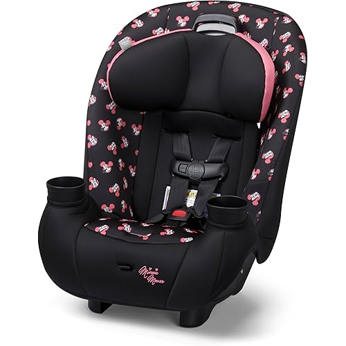 Disney Baby Ellaris 3-in-1 Convertible Car Seat, Slim Fit Design, Rear & Forward-Facing, 5-Position Headrest, 3-Across Fit, Travel-Friendly with Machine-Washable Seat Pad, Minnie Charm
