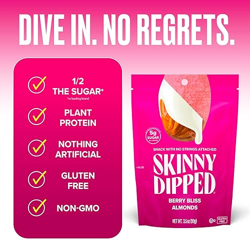 Miniatura 59 de SkinnyDipped Super Dark Chocolate + Sea Salt - Almendras de chocolate superoscuro y sal marina, aperitivo saludable, vegano, proteínas vegetales