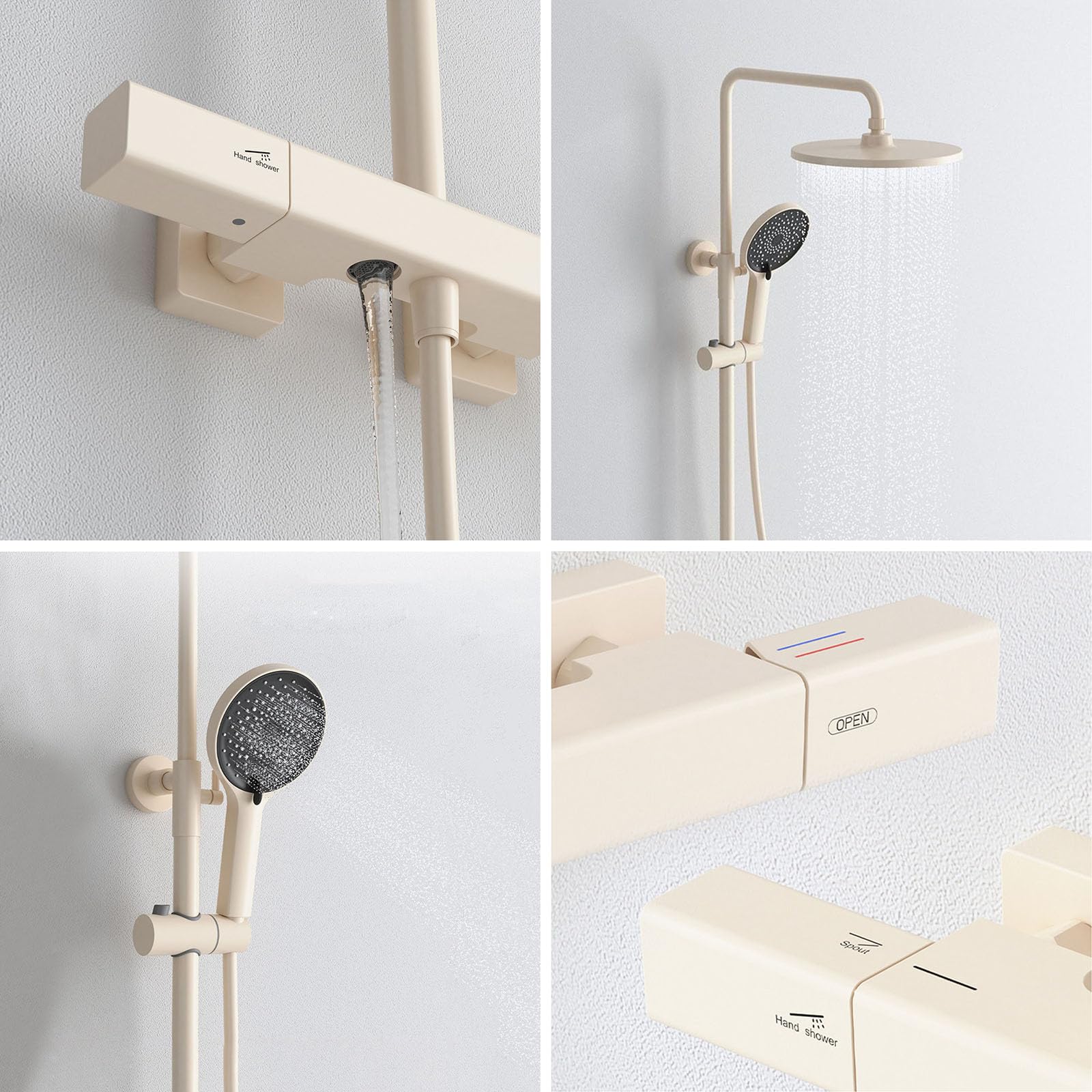 Columna Ducha Exterior de Pared 3 Funciones Cromado 2 Perillas