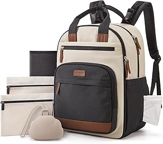 mommore Baby Diaper Bag with Waterproof Changing Pad, Black White
