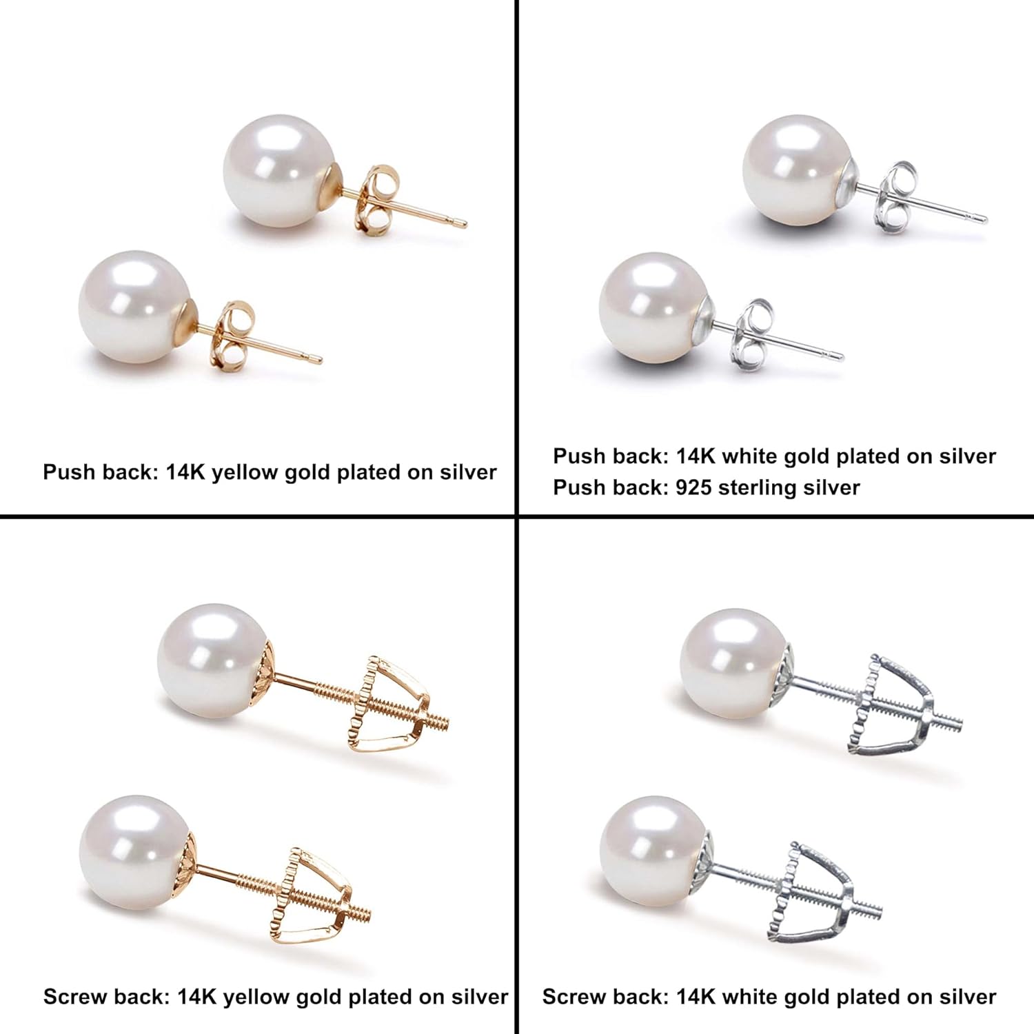 Japanese Akoya Cultured Pearl Earrings Stud AAA Graded 5-10mm White Stud Earrings for Women with Sterling Silver Settings and Jewelry Gift Box - Orien Jewelry - Image 4