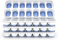 Vista 11 de Bandeja para cubitos de hielo con tapa, 4 paquetes de 56 cubos, bandejas apilables duraderas para cubitos de hielo para congelador con tapas