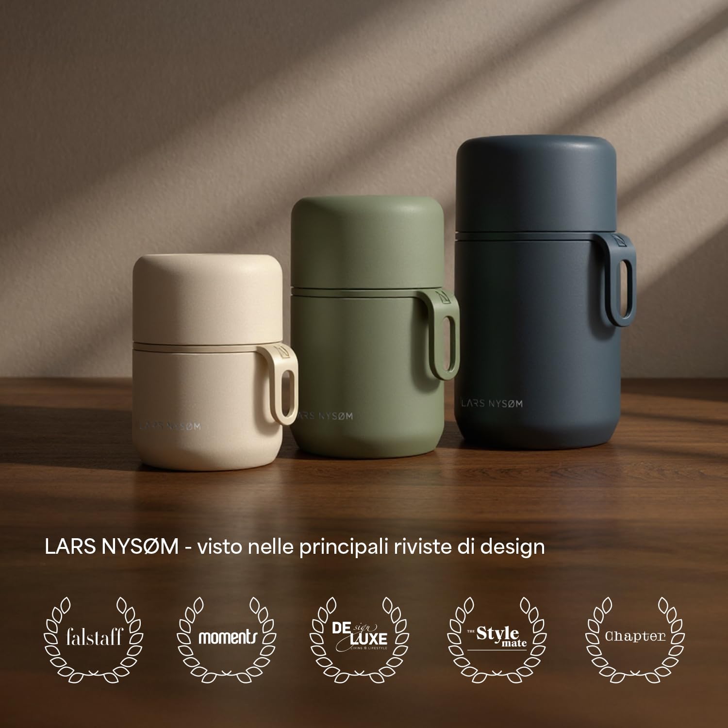 LARS NYSØM Barattolo Termico in Acciaio Inox - Contenitore Pranzo Ermetico per Alimenti Caldi e Freddi, Thermos Bocca Larga per Zuppe, Lavoro e Viaggio (Carbon Black, 700ml)