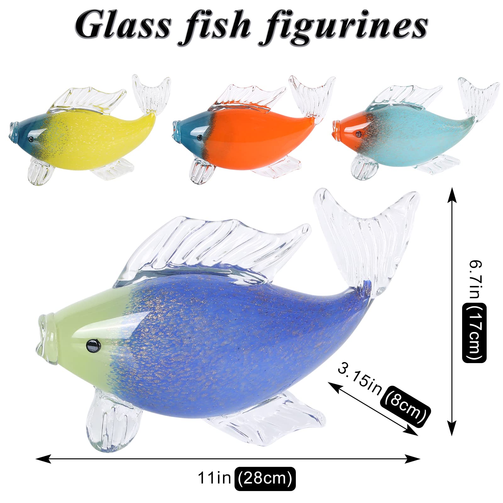 Amazon.co.jp: XIYOUQI 吹きガラス 魚の置物、カラフルな熱帯のガラス