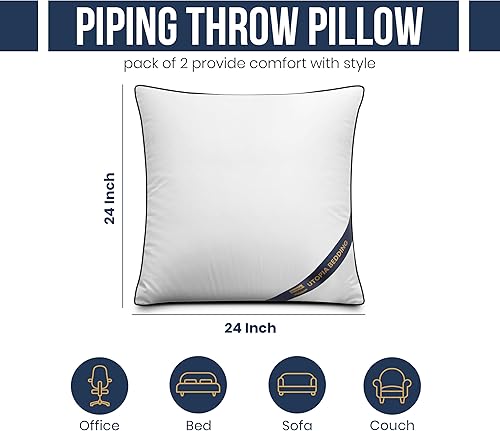 Vista 24 de Utopia Bedding Rellenos de Almohada Decorativa (Paquete de 4, Blanco), 20 x 20 Pulgadas Almohadas Decorativas de Interior para Sofá, Cama, Diván