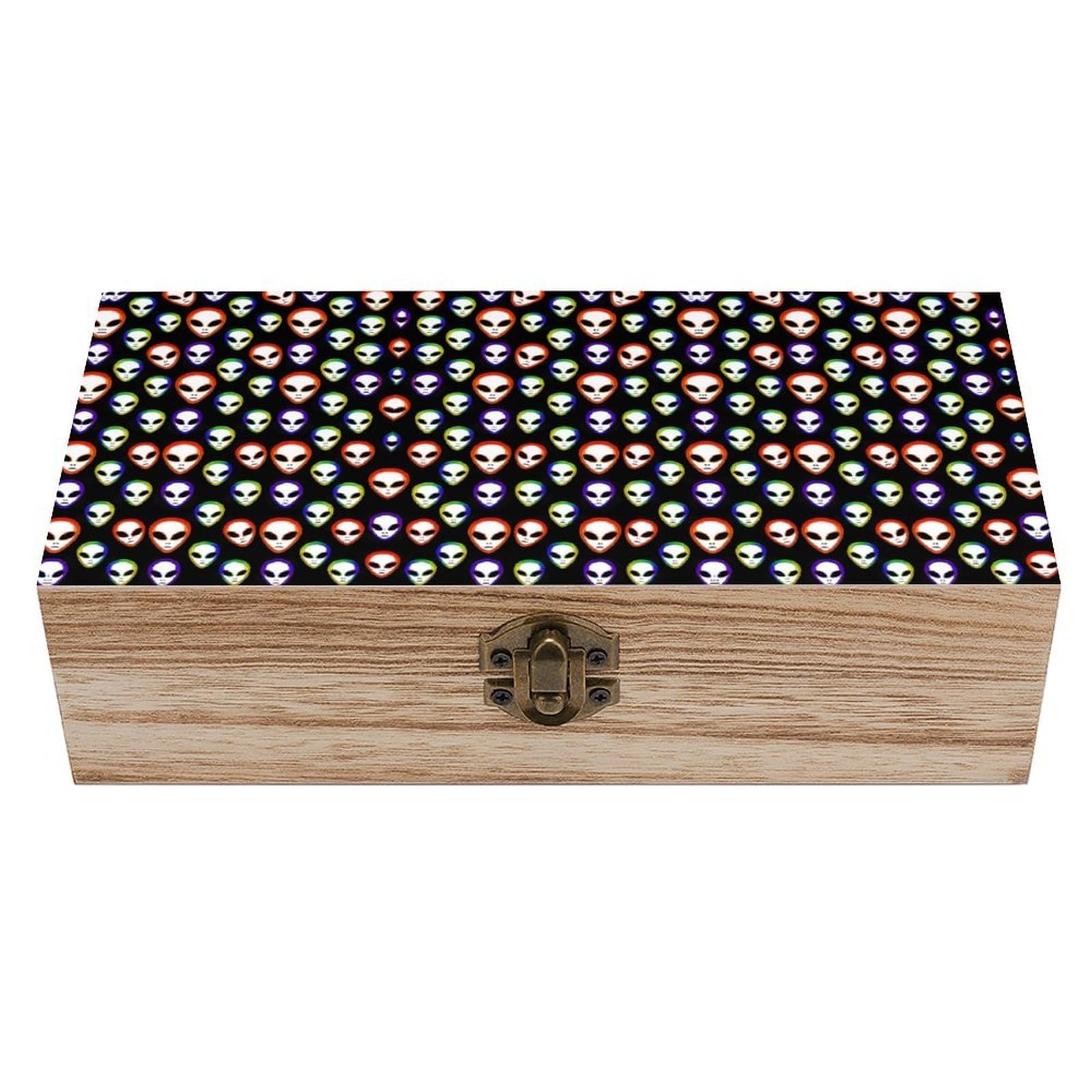 HLBSDM Cool Trippy Aliens Wooden Storage Vintage Keepsake Decorative Boxs