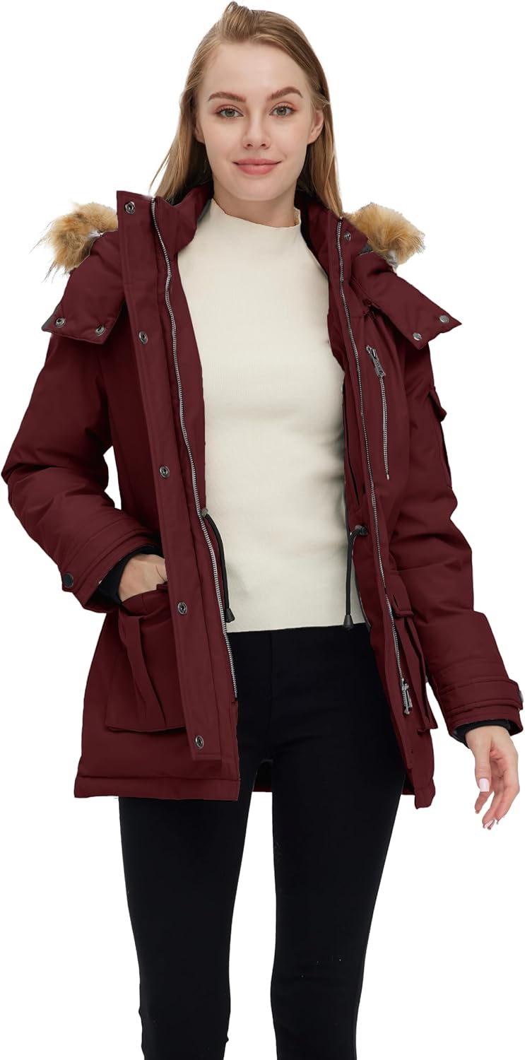 wantdo Women's Quilted Winter Coat Warm Puffer Jacket Thicken Parka with Removable Hood - Image 4