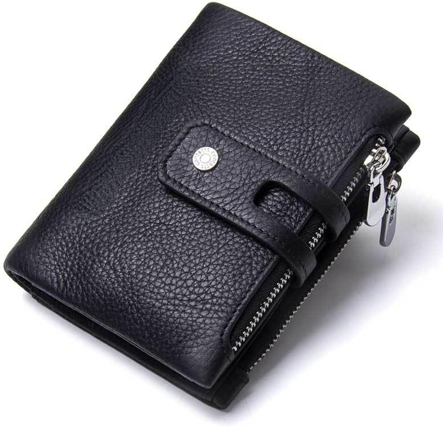 Men's Wallet Retro Multifunction PU Wallet Double Zipper Buckle Short Storage Package for Storage Money Credit Card ID Card Postcard Coin