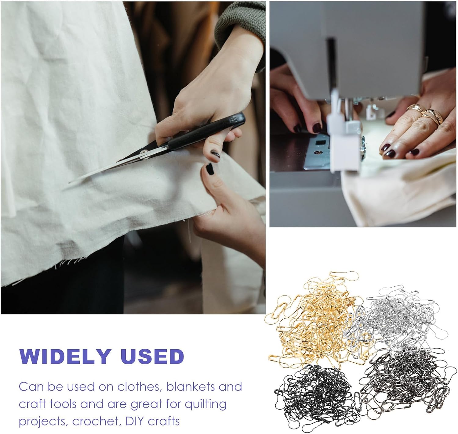 Generic 400pcs Metal Gourd Safety Pins in Gold, Silver, Matte Black, and Gun Black for Sewing, Dress Fixing, and DIY Crafting Accessories