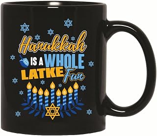 Hanukkah Gift Idea for Jewish Friends Latke Fun 11oz 15oz Black Coffee Mug