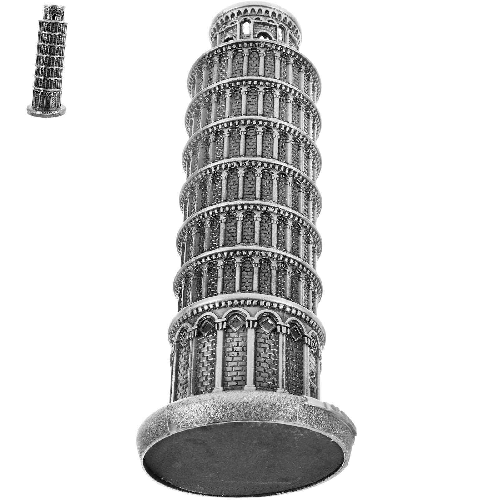 Torre de Pisa de metal miniatura arquitectónica en aleación de zinc decorativa
