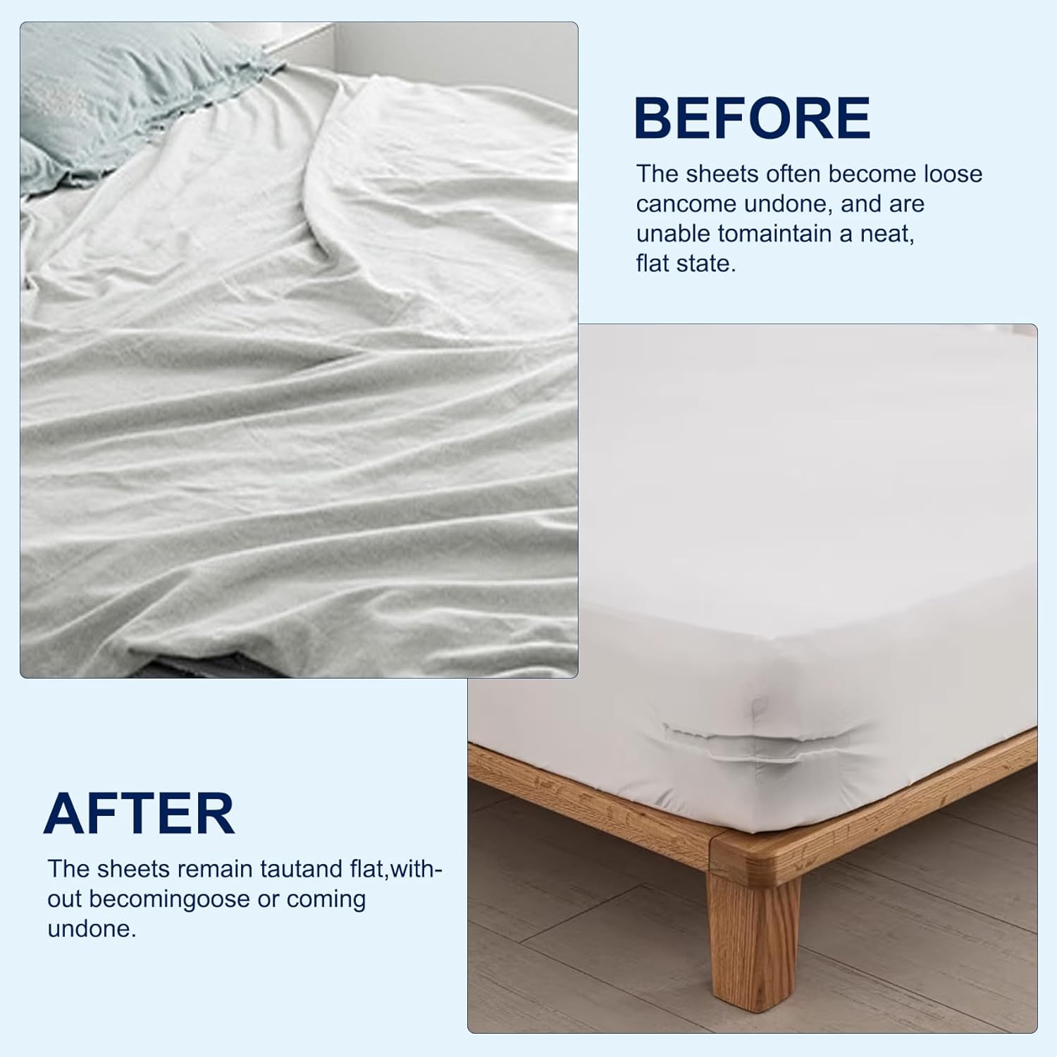 Lock Sheet Holders 4Pcs-Bed Sheet Holder for Corners with Lock Strips, Keep Bed Sheets Firmly in Place, Heavy-Duty Mattress Straps, Easy to Install for All Mattress Sizes