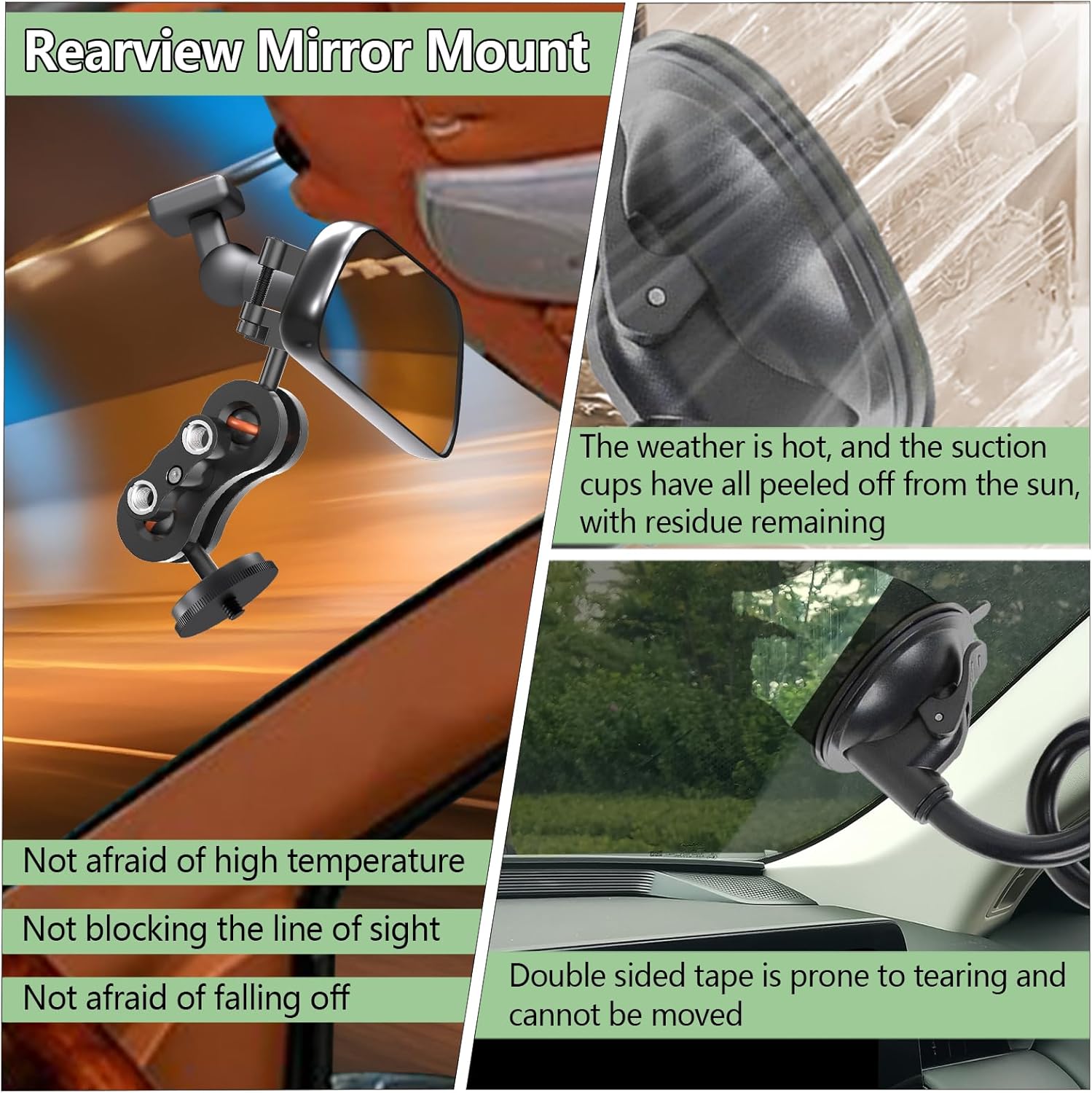 Dash Cam Mount, 1/4 "1/8" Threaded Camera Bracket, Aluminum Rearview Mirror Driving Recorder Mounting Base, Suitable for OldShark Apexcam Chortau ORSKEY Jeemak Ricoh GoPro NIUTA Dash Cam