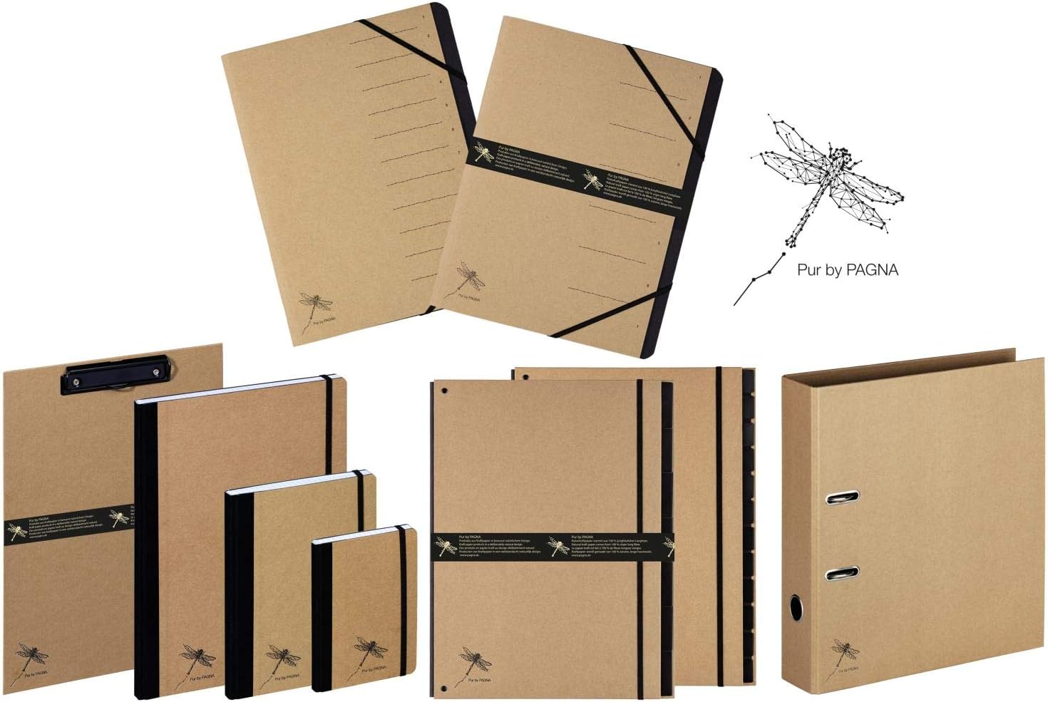 Pagna Desk Organiser 12 Compartments Black Elasticated Corners Recycled Cardboard Coated with Kraft Paper