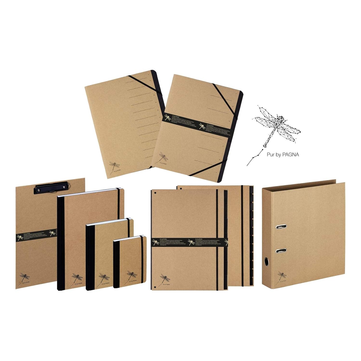 Pagna Notebook A5 Pure High-Quality Kraft Paper Cover and Embossing 192 Pages of Squared Paper