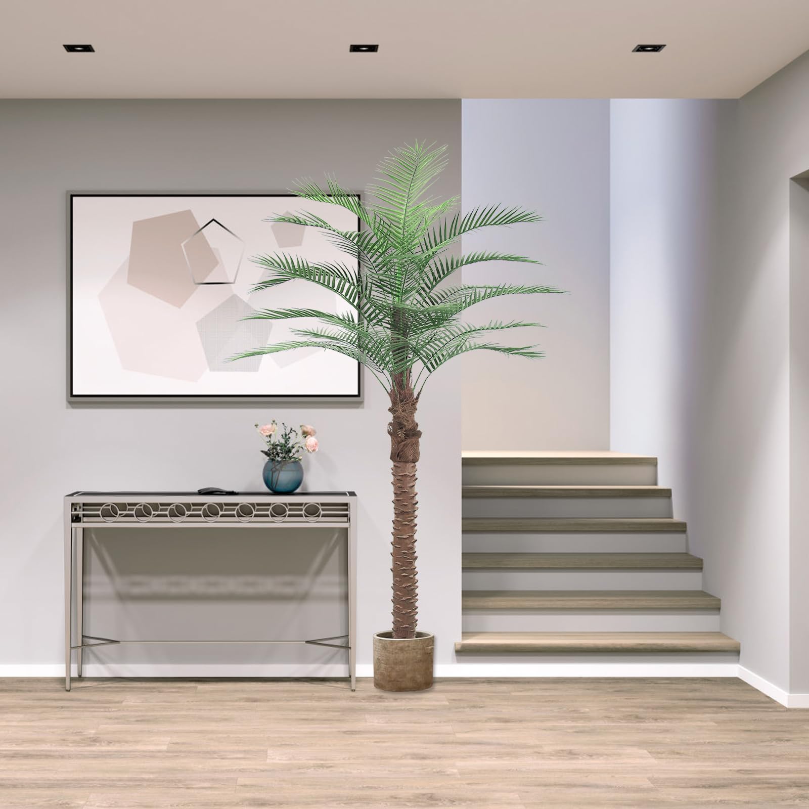2 Pack Artificial Sago Palm Tree 7ft - Realistic Fake Sago Palm Plants for Indoor/Outdoor Decor - Low Maintenance Tropical Faux Trees with Sturdy Base - UV Resistant, Lifelike Design