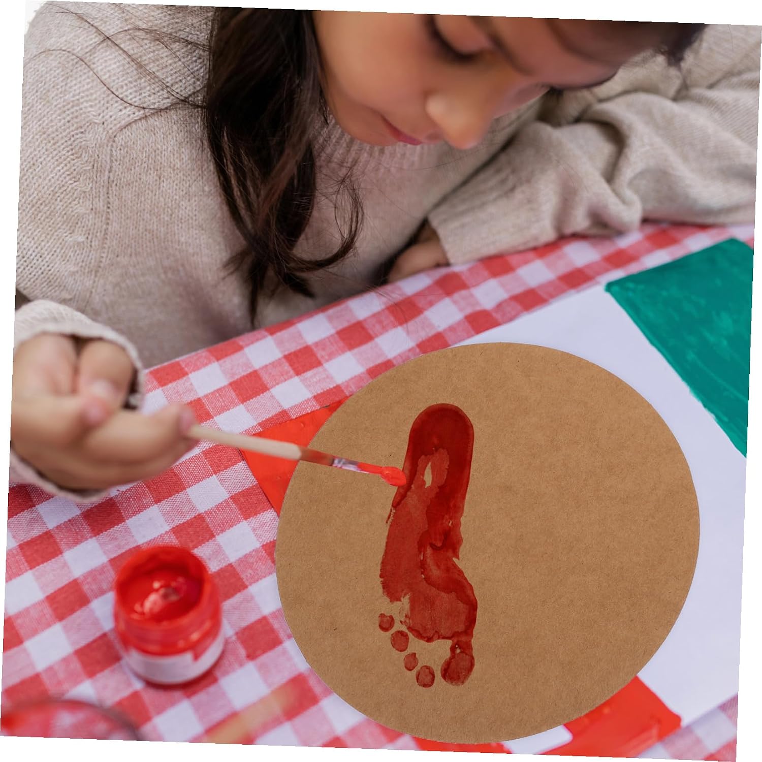 GLSTOY 40sheets Blank Paintable Kraft Paper Circles for DIY Art Projects Round Drawing Paper for Students for Imagination and Creativity