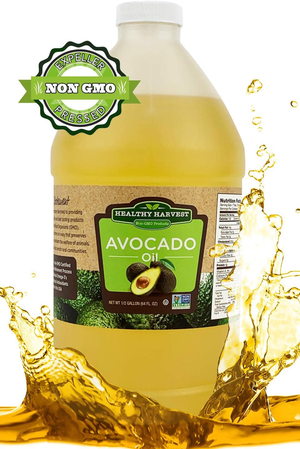 Healthy Harvest Non-GMO Avocado Oil - Great for Sauces And , Cooking, Frying and More - Nutritious And Rich With Anti-Oxidents (1/2 gallon)