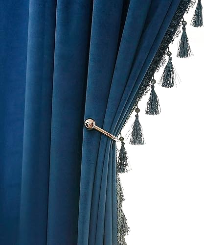 Miniatura 8 de HLISFHIE Cortinas opacas de terciopelo verde de 96 pulgadas de largo, cortinas para ventana con borlas y bloqueo de luz, cortinas de aislamiento