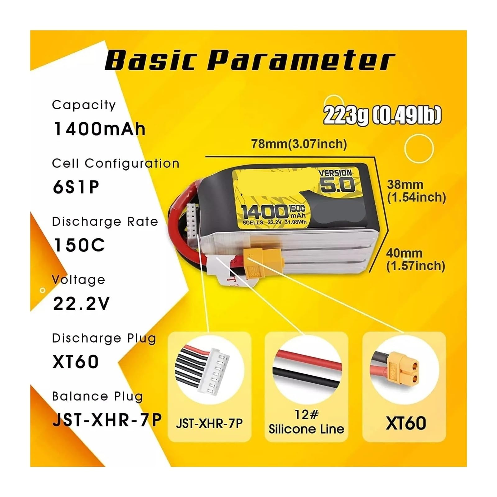 Quadricottero RC Drone Da Corsa FPV 3S/4S/6S XT30 XT60 | Batteria Lipo 5.0 V5 150C 850 1050 1200 1300 1550mAh(4S 850mAh XT30)