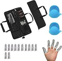 Vista 10 de Bolsa de rollo para cuchillos de chef, bolsa de cuchillo de chef Oxford resistente, estuche portátil para cuchillos de chef de 13 ranuras