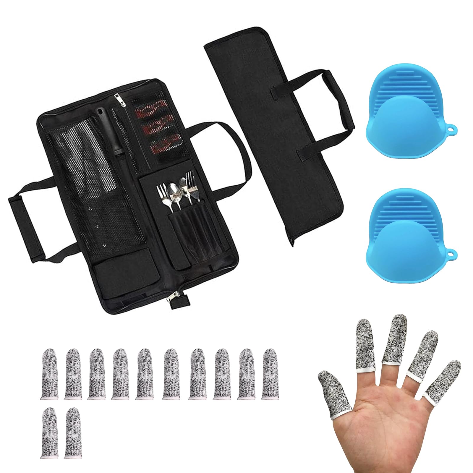 Chef’s Knife Roll Bag, Heavy Duty Oxford Chef Knife Bag, Portable 13 Slots Chef Knife Case, Multi-function Cutlery Knives Pouch Holder Knife Wrap