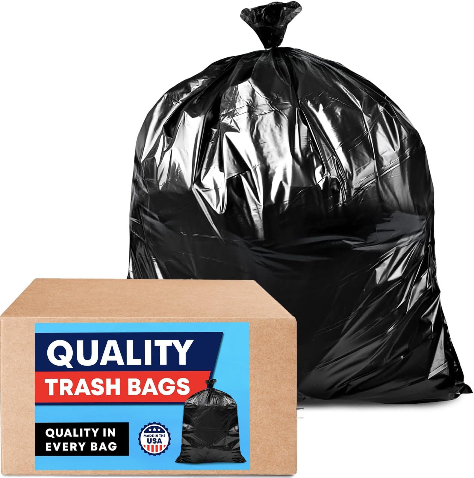 Trash Bags 6465 Gallon (ValuePACK 50 Bags w/Ties) Large