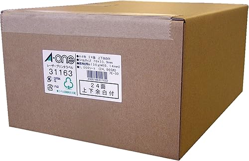 A-One 31163 Laser Label Stickers, A4, 24 Labels, 1000 Sheets