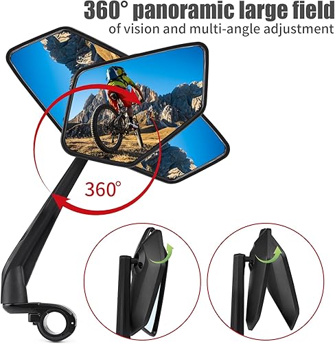Miniatura 10 de Espejo retrovisor seguro para bicicleta con lente de vidrio de grado automotriz, resistente a los arañazos, espejos retrovisores seguros para