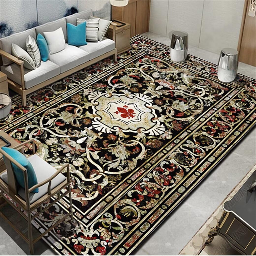 Tapis de couloir floral anti tache et resistant 50x80 cm