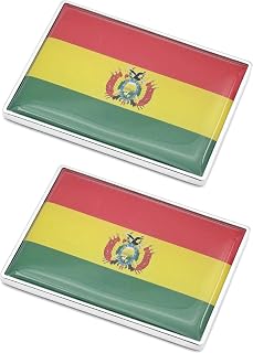 2 Pcs 3D Bolivia Bolivians Flag Metal Car Stickers Chrome Decals,2.3 x 1.6 Inch Metal Truck Stickers,Patriotic Car Motorcycle Emblem.