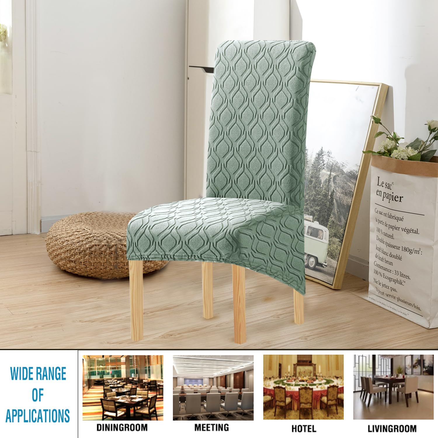 MINGPINHUIUS Chair Covers 4 pack, High Stretch Dining Room Chair Covers, High Back XL Chair Covers Set of 4 - Image 2