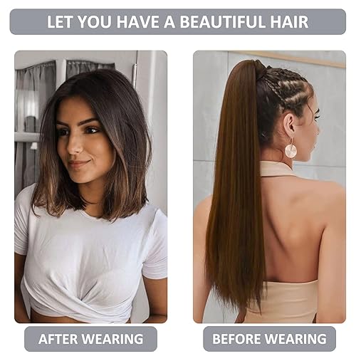 Miniatura 89 de Caliee Extensión de cabello humano Remy, color marrón oscuro, 22 pulgadas, 3.17 oz, envuelve con pasta mágica #2 Marrón oscuro,#2A marrón oscuro