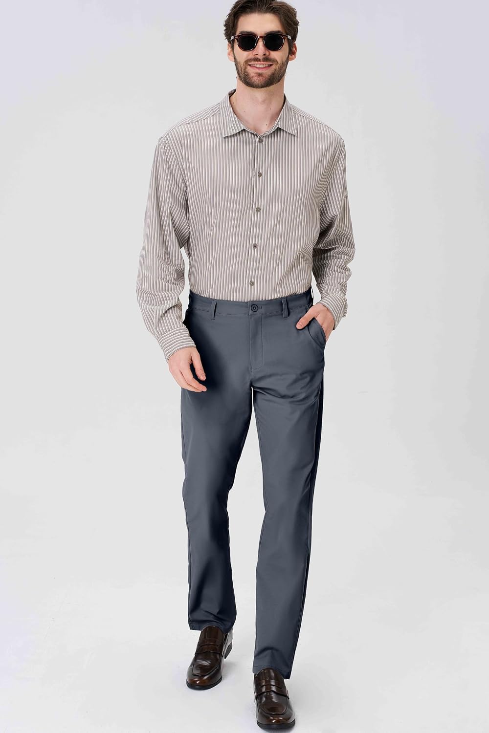 Men's Business & Casual Dual-use Trousers, Golf Pants Straight Leg, Multi-Pocket Design.