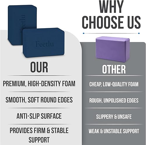 Miniatura 4 de Bloques de yoga de espuma EVA de alta densidad, 9 x 6 x 4 pulgadas, antideslizantes e inodoros, ligeros (0.77 libras), para yoga, pilates,